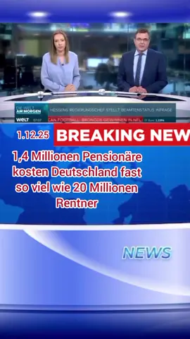 1,4 Millionen Pensionäre kosten Deutschland fast so viel wie 20 Millionen Rentner #nachrichten #deutschland🇩🇪 #de #germany #deutsch 