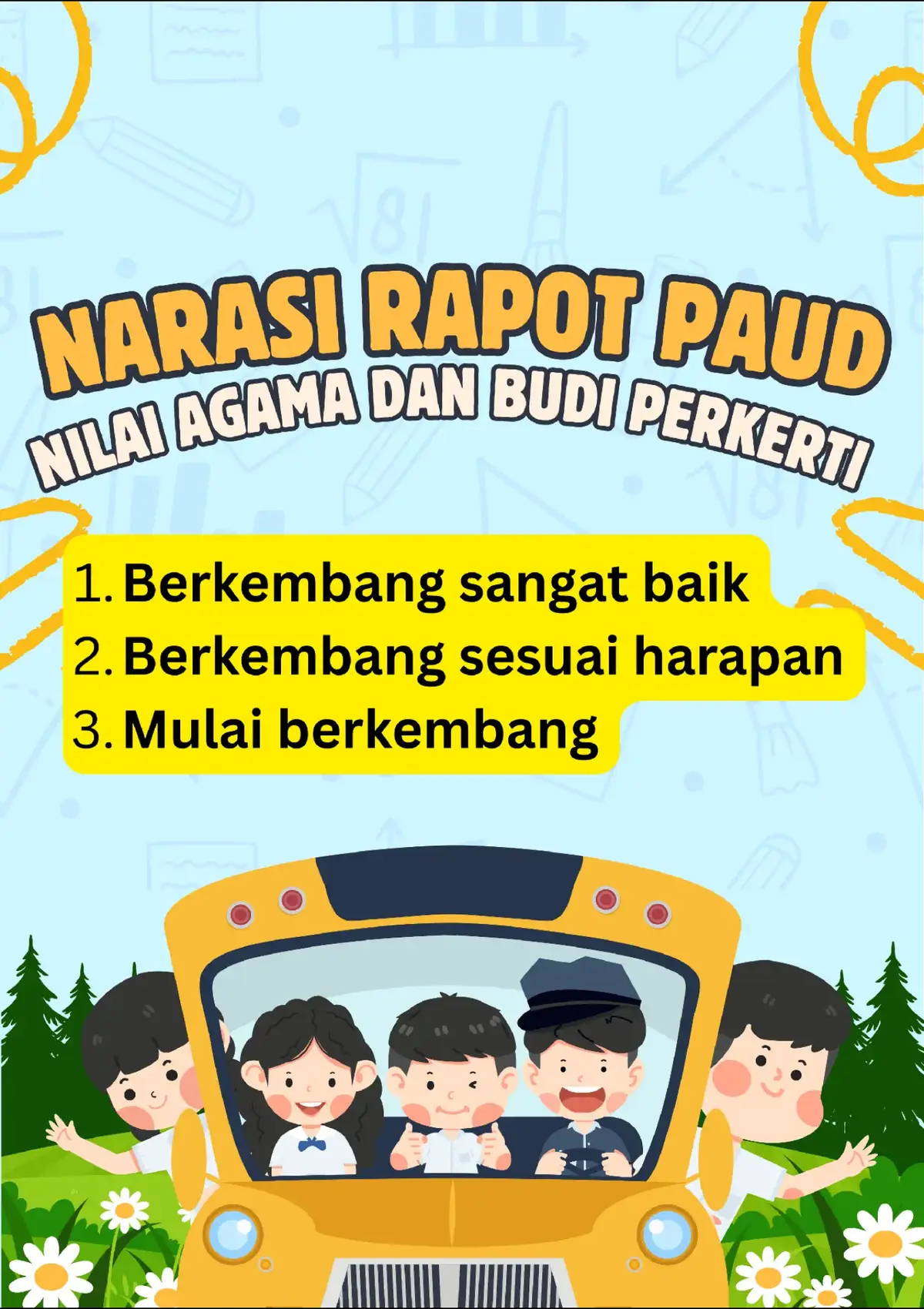 Narasi rapot di sesuaikan dengan kemampuan anak, berkembang sangat baik, berkembang sesuai harapan dan mulai berkembang  #rapotsekolah #kurikulummerdeka #pm 