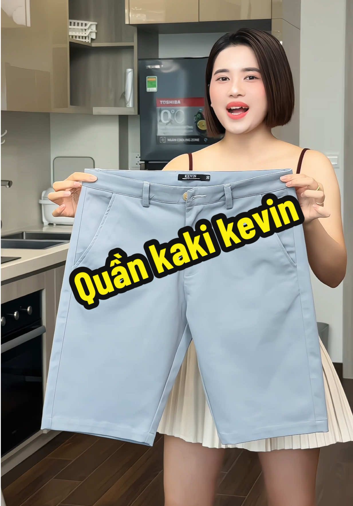 Quần kaki không nhăn #kieugialinh #quanshortnam #quankaki 