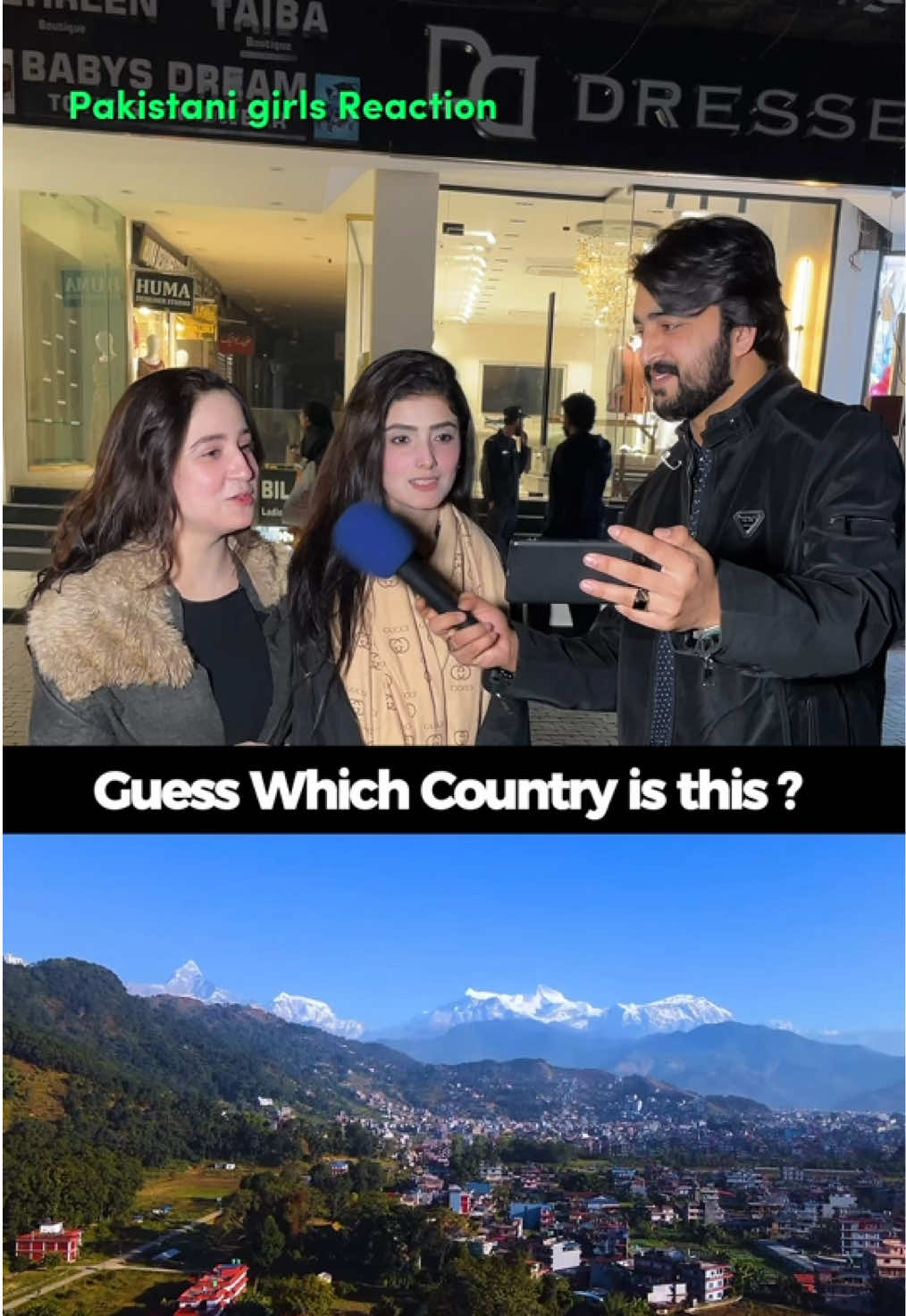 Pakistani 🇵🇰 Girl Reaction |  Guess the country? #pakistan #kathmandunepal #Nepal #fyp #pokharamuser 