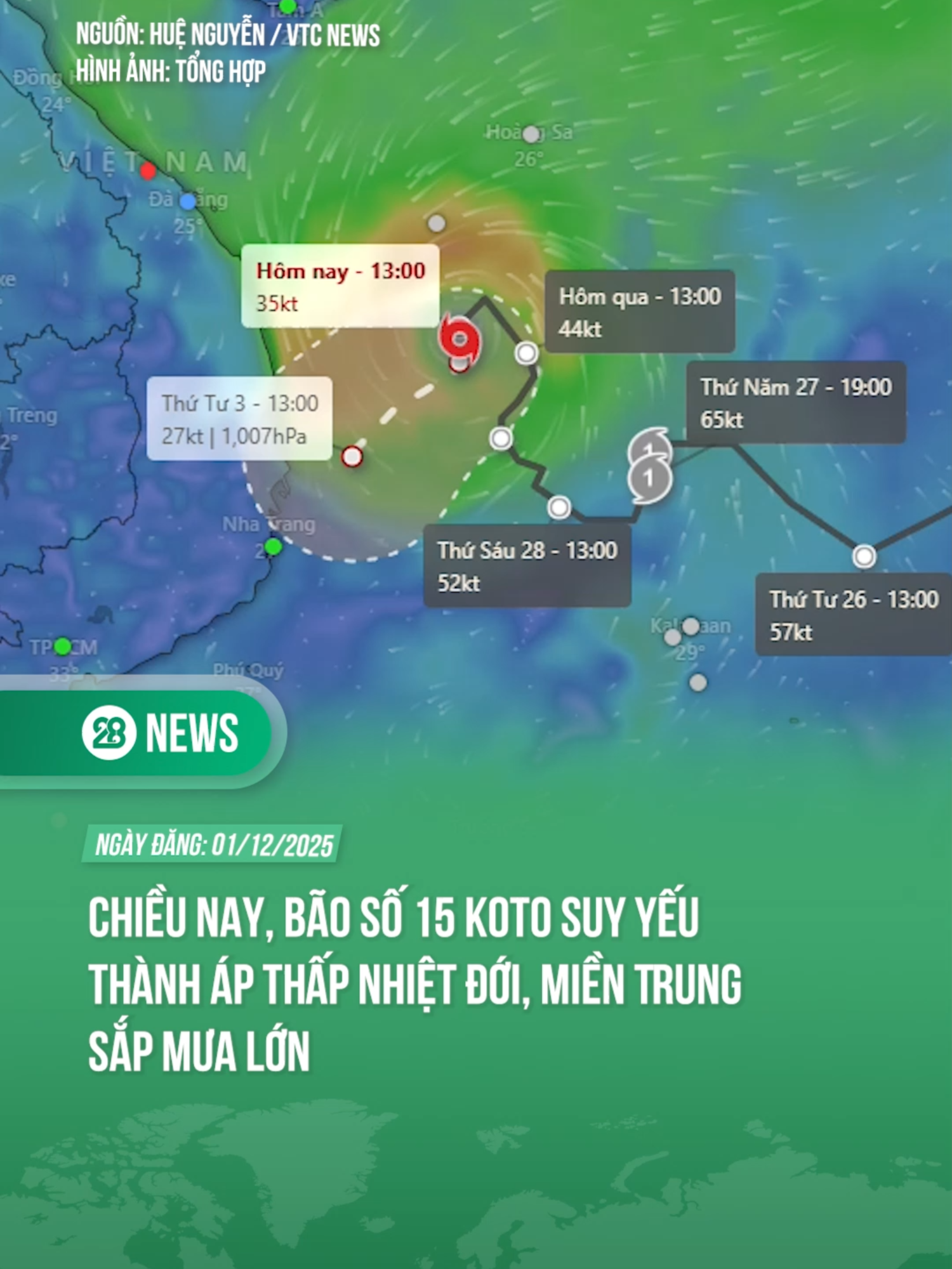 DỰ BÁO CHIỀU NAY BÃO SỐ 15 SUY YẾU THÀNH ÁP THẤP NHIỆT ĐỚI, MIỀN TRUNG SẮP MƯA LỚN #theanh28news #tiktoknews #theanh28