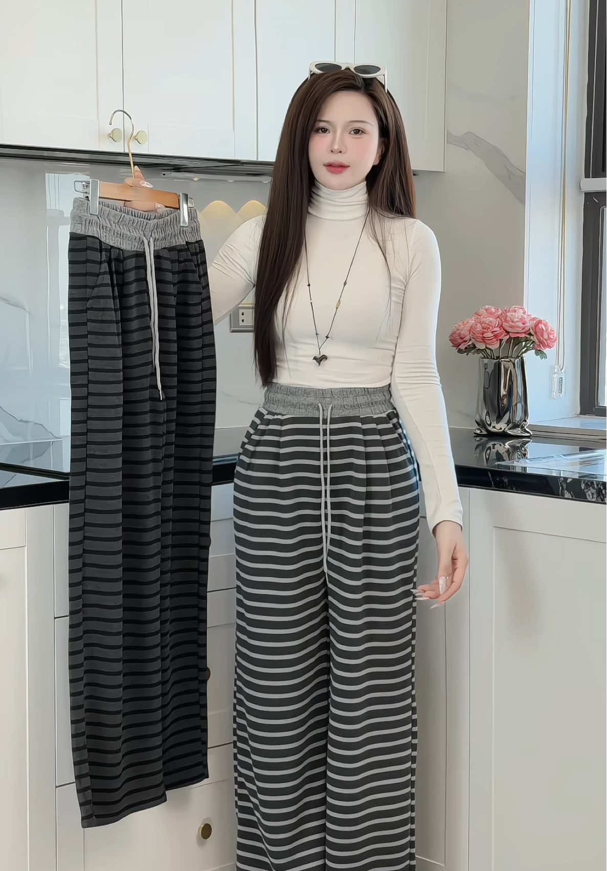 Quần sọc suông ống rộng xinh #champhanreview #quanlen 