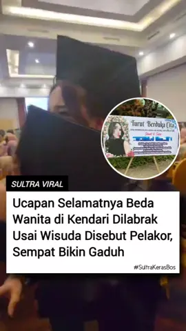 Saat acara wisuda di salah satu hotel di Kota Kendari, Provinsi Sulawesi Tenggara (Sultra), pada Senin (1/12/2025), hal tak terduga terjadi secara tiba-tiba. Seorang wisudawati didatangi wanita lain. Kemudian menyebutnya sebagai pelakor. Sontak wisudawati yang baru saja turun panggung mengikuti prosesi wisuda ini, mencoba menghindar. Namun wanita tersebut terus menghampiri wisudawati tersebut, merasa kesal sempat menarik rambutnya. Hal ini pun sempat menjadi perhatian, beberapa orang coba melerai, agar tak mengganggu acara. Di luar terdapat karangan ucapan selamat ditujukan bagi wisudawati tersebut. #sulawesitenggara #fypシ゚viral #fyppppppppppppppppppppppp #kendari 