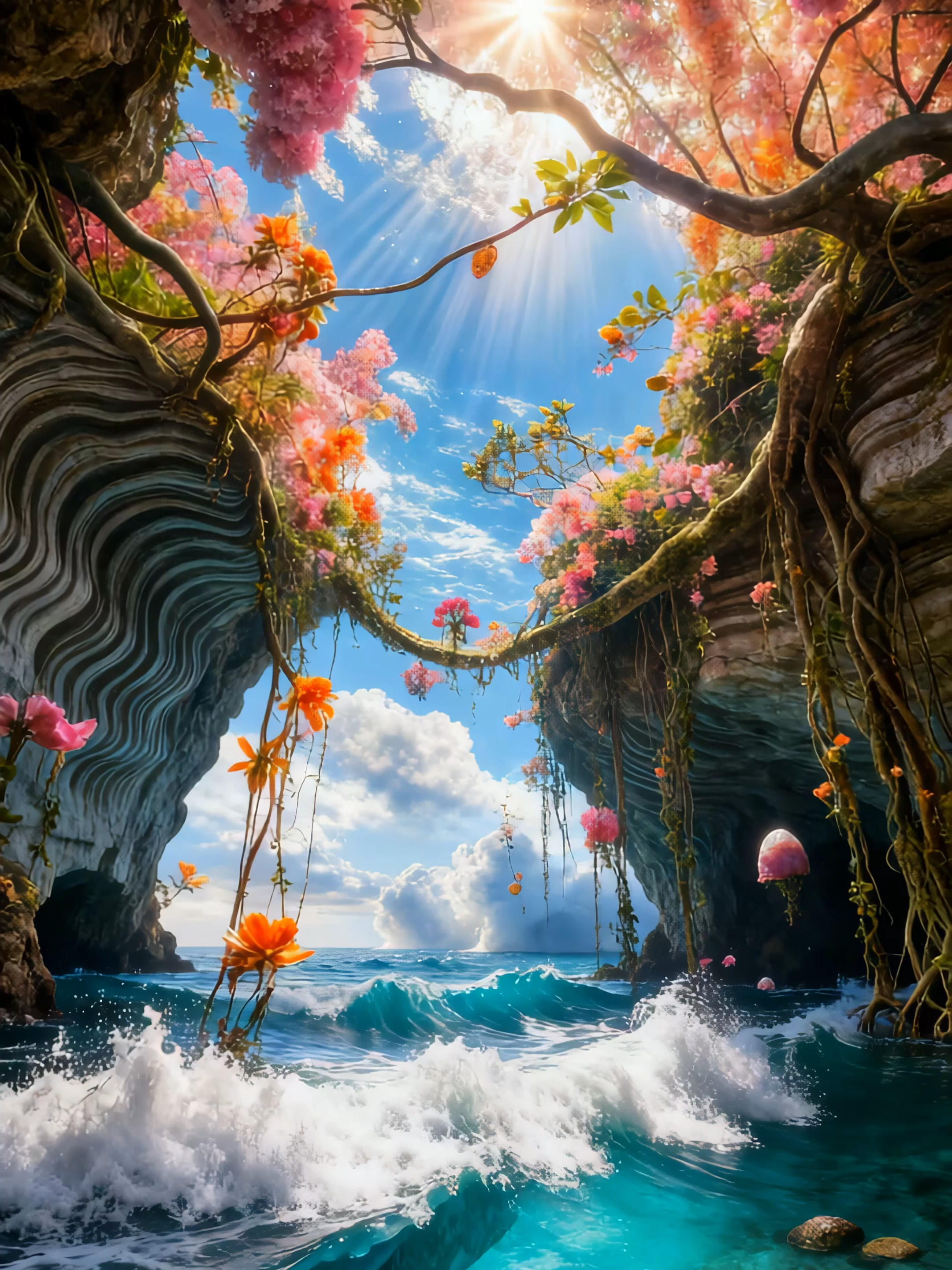 AIでしか描けない絶景37　～楽園の境　界線～#癒し #誰かに見せたい世界 #絶景 #神秘的 #aiart