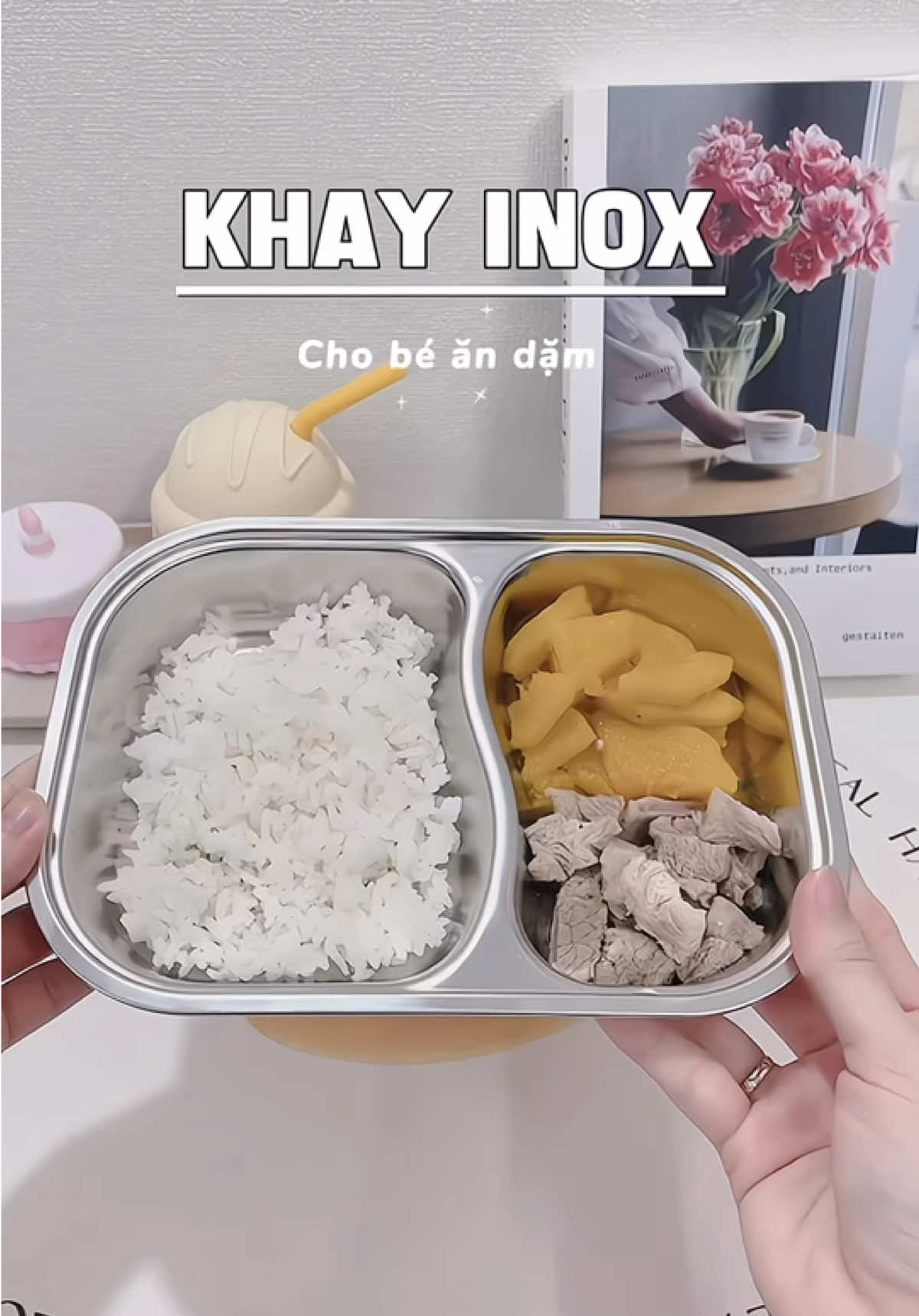 Khay ăn dặm inox 304 cao cấp an toàn cho bé #khayandam #khayandaminox #andamcungbe #mevabe #mebimsuachamcon 