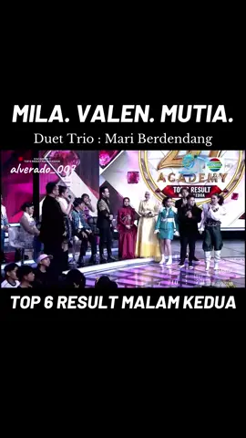 Penampilan TOP 6 RESULT MALAM KEDUA.  Duet Trio MILA BOGOR. VALEN PAMEKASAN. MUTIA BONE BOLANGO. Penampilannya trio yang sangat kompak dan spektakuler bikin juri terpesona..  #milada7 #valenda7 #mutiada7 #dangdutacademy7 #dangdut 