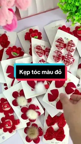Kẹp tóc màu đỏ nhiều mẫu dễ thương dành cho bé gái 😍😍 #keptocxinh #keptocbegai #phukienbegai 