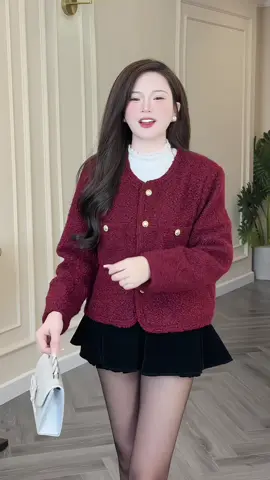 Áo khoác dạ tweed bông xù cúc đồng xinh #champhanreview #aodatweed 