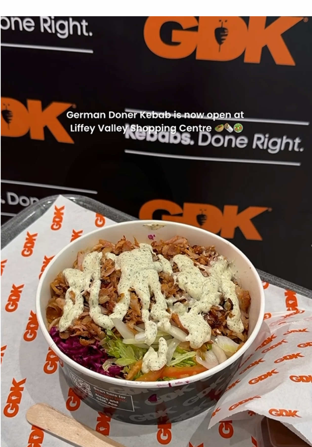 German Doner Kebab has opened its first Irish location at Liffey Valley, bringing their modern, premium take on the kebab to Dublin. @GDK Ireland  It’s fully halal, and with 100 free kebabs a day this week plus exclusive launch merch, it’s the perfect time to try their signature waffle bread, freshly grilled meats, and famous sauces. A bold new addition to Dublin’s food scene 🇮🇪🔥 #invite  #exploredublin #dublinireland #halalfooddublin #halalfoodie 