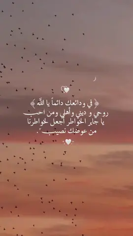 ﴿ في ودائعك دائماً يا الله ﴾   روحي و ديني وأهلي ومن احب  يا جابر الخواطر أجعل لخواطرنا  من عوضك نصيب