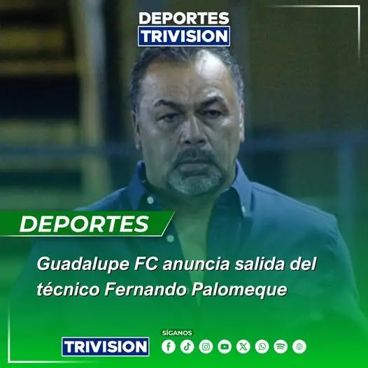 🔴 #NoticiasTrivisión | Guadalupe FC informó este lunes que Fernando Palomeque dejó de ser el entrenador del equipo. La institución agradeció su esfuerzo, entrega y compromiso durante su gestión, y le deseó éxitos en sus futuros proyectos profesionales.