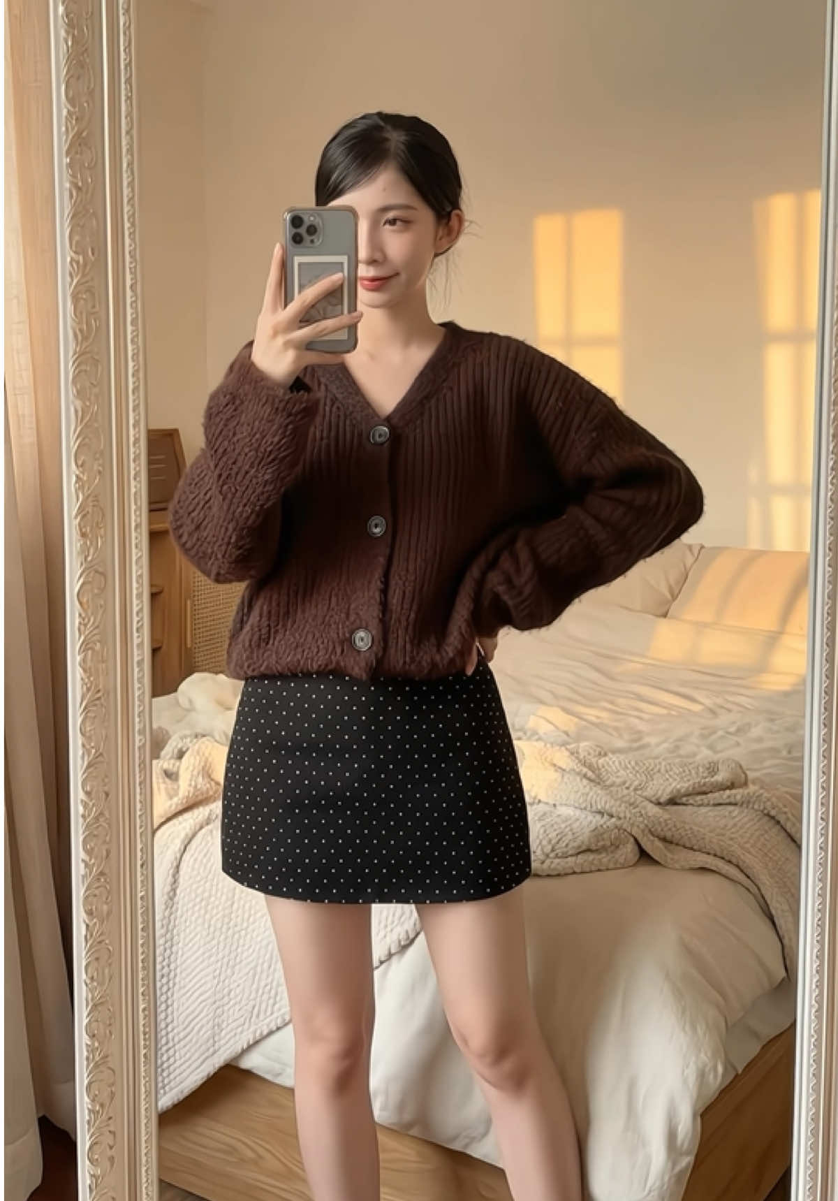 Chân Váy Dạ Chấm Bi .From Ngắn #xuhuong #chanvayxinh #thoitrangnu #phoidoxinh 