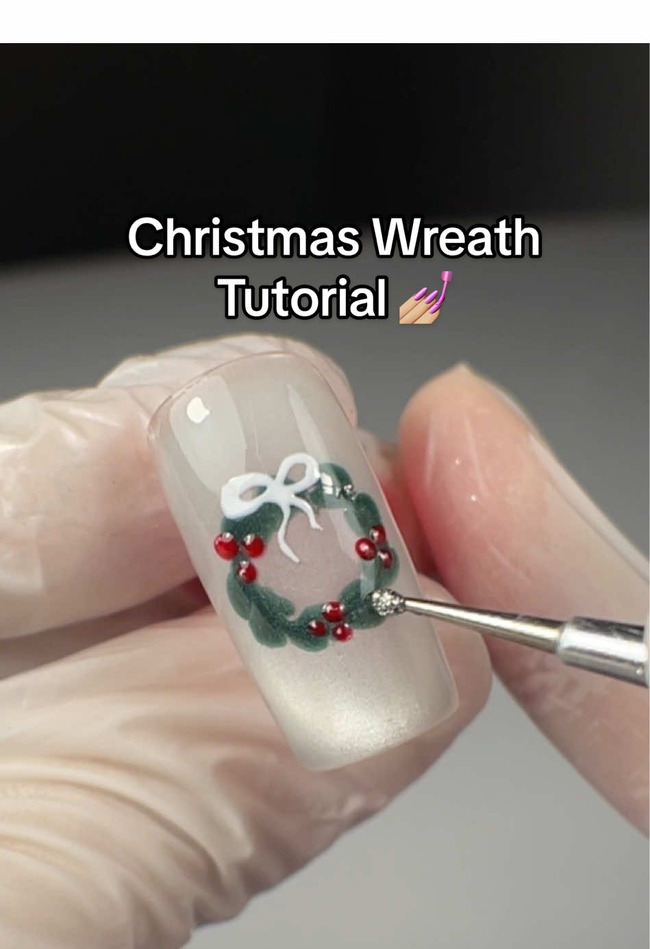 More Christmas Nail Art ideas on my account🎄 #christmaswreath #christmasnails #christmasnailart #nailtutorial #cateyenails 