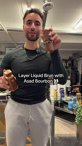 Liquid Brun layer combo with Asad Bourbon 👀🔥 #fragrances #foryoupage #colognetiktok #colognes  