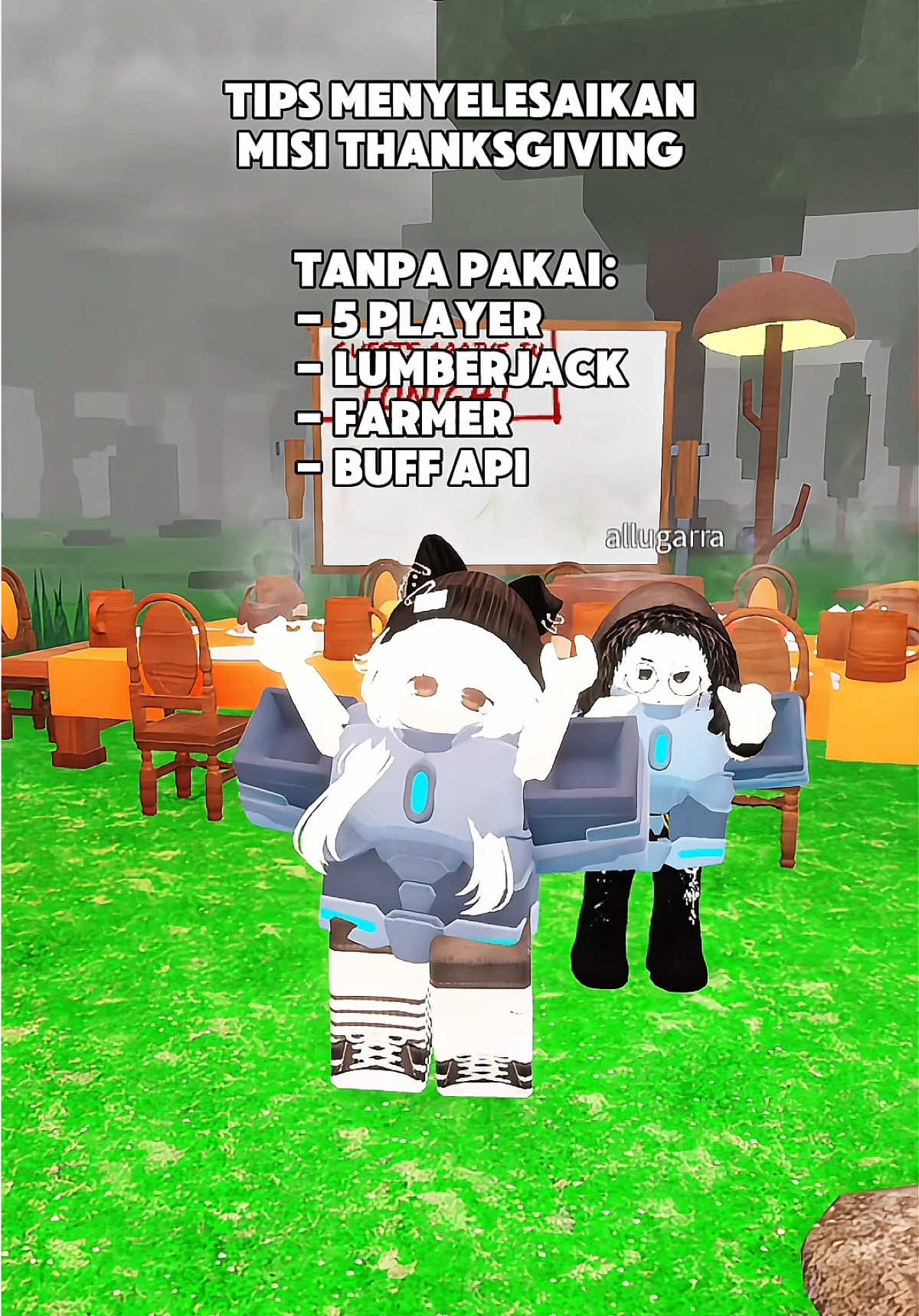 Tips menyelesaikan misi thanksgiving kurang dari 5 player plus tanpa kelas lumberjack dan farmer. Fokus banyakin farm plot (minimal banget lima di day pertama) karena jujur labu adalah bahan paling tricky menurutku di sini 😭 #99nightsintheforestroblox #99nightsintheforest #99nights #robloxfyp 