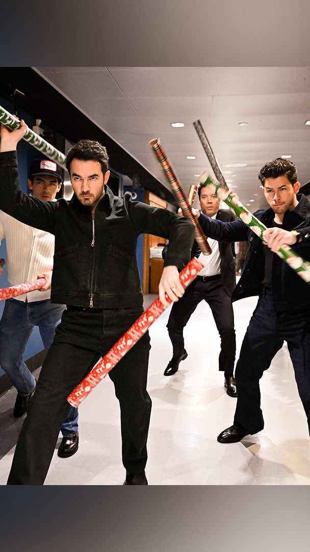 Waking everyone up to listen to our holiday songs because it’s December 1st @Jonas Brothers #FallonTonight 