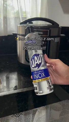 Vizinha, olha esse brilho do inox! 🩶✨  Só consegui esse resultado com o Limpa Inox UAU, meu truque favorito pra deixar tudo renovado.  @lar302a.oficial #limpainox #uauingleza #vizinhasuau #cleanwithme