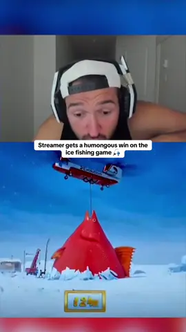 Streamer gets a humongous win on the ice fishing game 🎣 #kickstreaming 