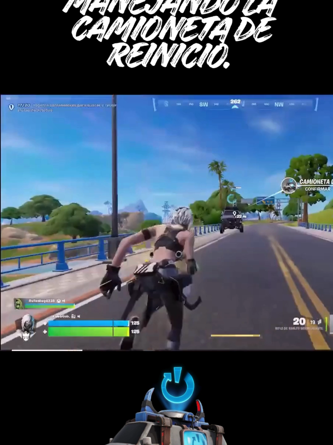 Fortnite Manejando la camioneta de reinicio.