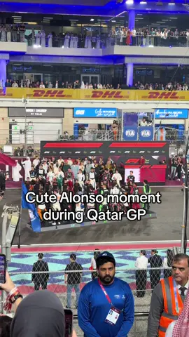 One really cute Fernando Alonso moment during the National Anthem part of Qatar GP  #qatargp2025 #fernandoalonso #f1 #formula1 #charlesleclerc 