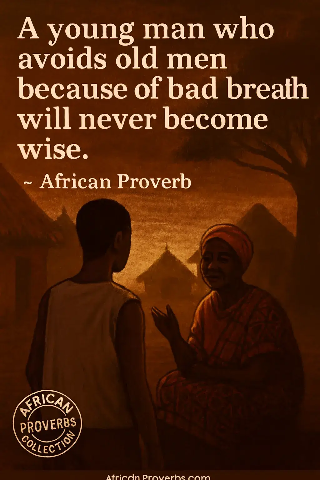 MEANING: You can’t gain wisdom if you avoid the elders who can teach you, even if they have flaws. #AfricanProverbs #Africa #fyp #AfricanProverbsCollection 