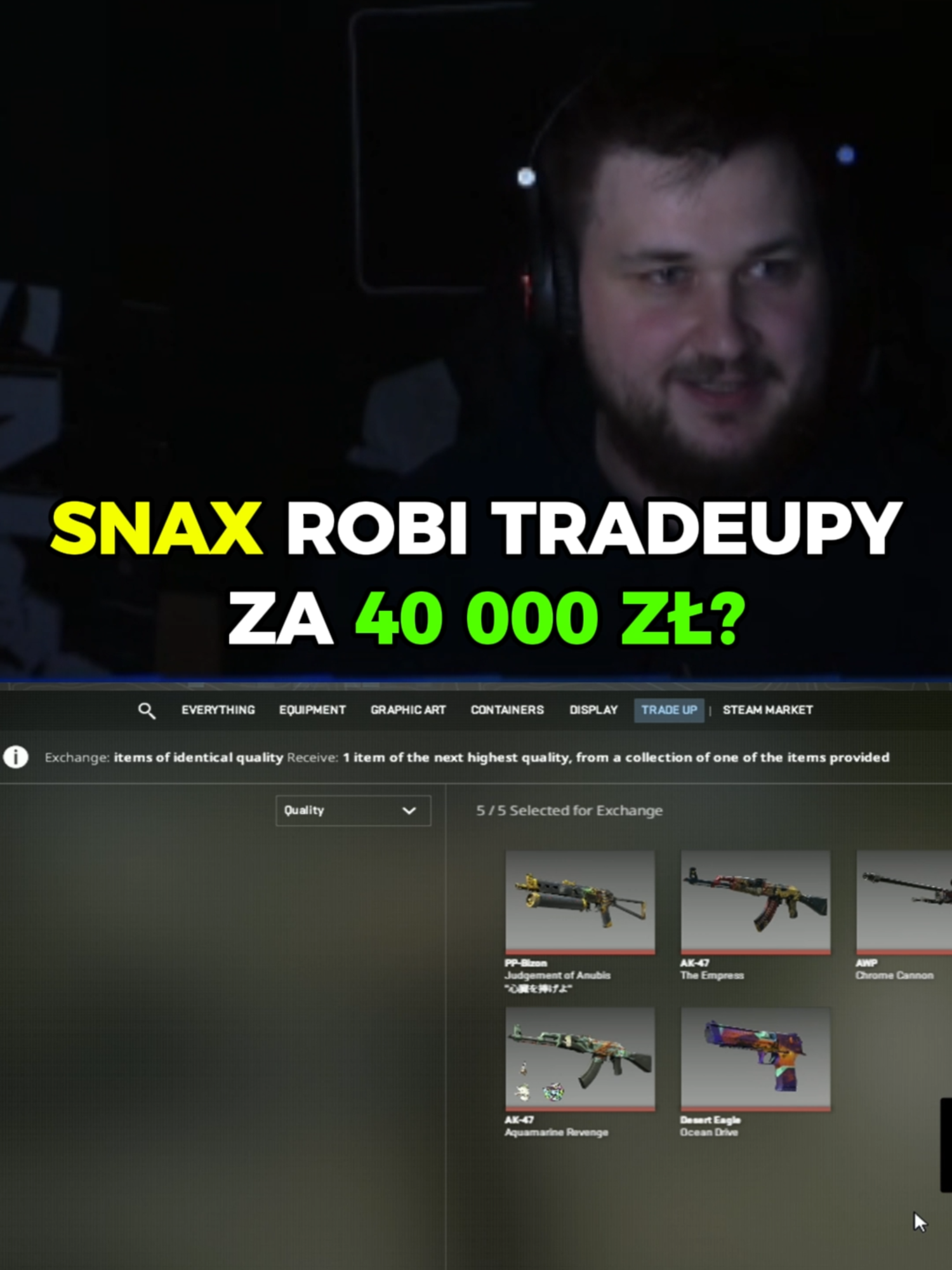 ZAROBIŁ GRUBĄ KASE? #snax #opening #tradeups #cs2 #esportoweshoty  CO UWAŻASZ O TRADEUPACH SNAXA? Daj znać w komentarzu!  SPRAWDŹ CAŁY FILM! youtu.be/YpNxIbClBhY  🔔Zapraszam do subskrybowania i zostawienia lajka!👍   Linki do streamerów użytych w filmie👇 twitch.tv/snax   #snaxarmy #opening #klipytwitch #esportoweshoty