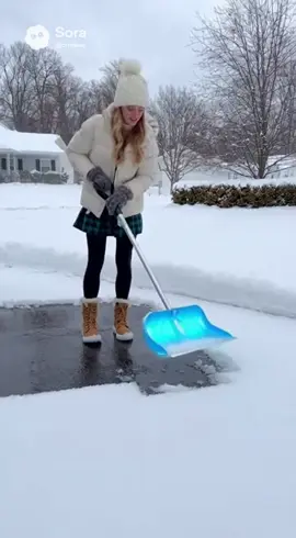 Trying out her new snow shovel that melts snow #snowshovel #winter #fyp #viral #fyppppppppppppppppppppppp 