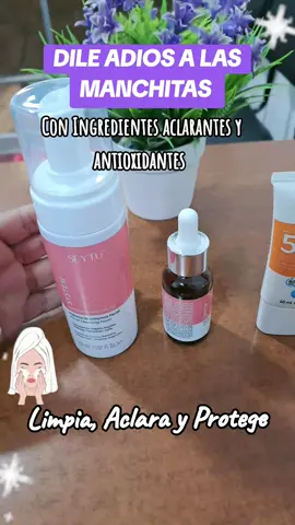 KIT ACLARADOR FACIAL 🌿😍💜 ESPUMA LIMPIADORA  GEL ANTI-MANCHAS Y PROTECTOR SOLAR ☀️ 😍  MUY RECOMENDADO 👍🏻  Elimina progresivamente las manchitas 😍 Con ingredientes aclarantes y antioxidantes como el extracto de Raíz de Mulberry y la Niacinamida al 4% ... mas Información aqui 📝✍️✍️ #seytúcosmetica #bellezanatural #Anti-Manchas #fypシ゚ #paratiiiiiiiiiiiiiiiiiiiiiiiiiiiiiii 