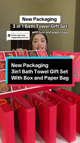 Replying to @Toni toni New Packaging of 3 in 1 Bath Towel Gift Set with box and paper bag #towel #3in1bathtowel #gift #christmasgift #fyp 