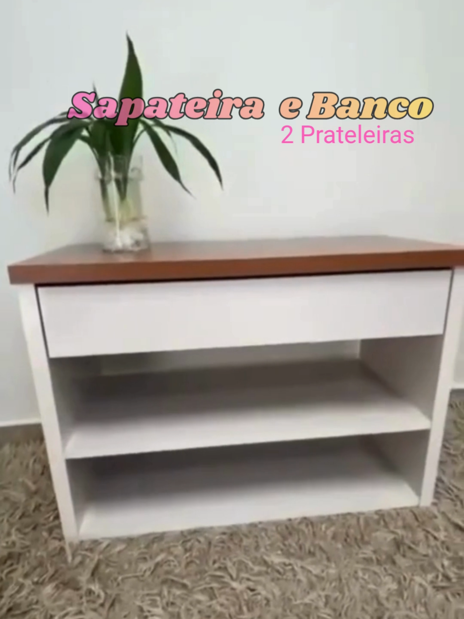 Sapateira e Banco 2 Prateleiras e Assento Hall - Várias Cores. Não espere mais para transformar sua entrada! Com design compacto e moderno, a  Sapateira Hall proporciona o alívio de um espaço bem organizado e cativante. #sapateira  #sapateiraorganizadora  #sapateiraorganizada