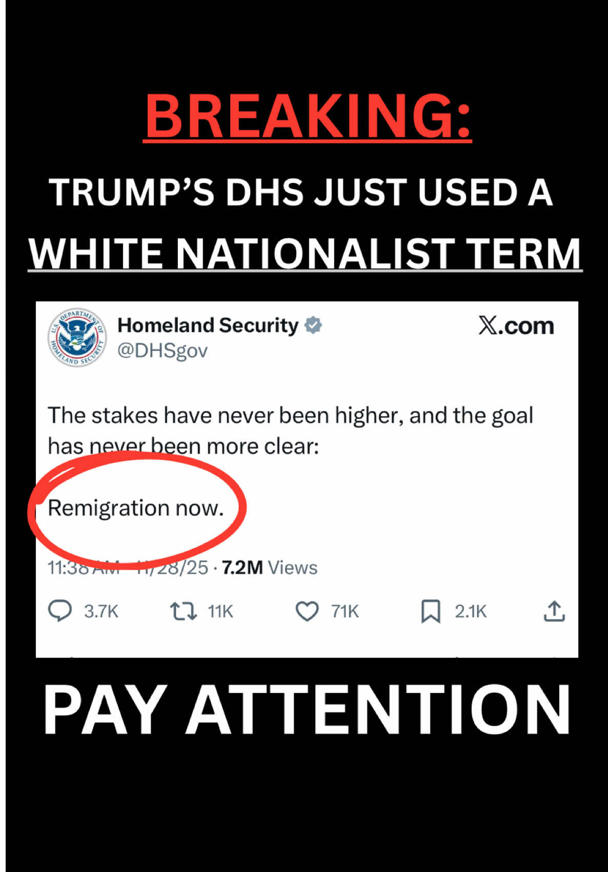 I need everyone to watch this to the end. What DHS tweeted has a very specific history, and it matters. You don’t need to agree on politics to see how dangerous this rhetoric is. #BreakingNews #Politics #Immigration #CivilRights #DHS 