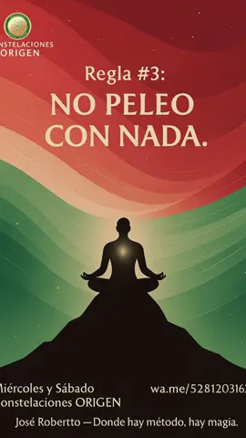 Regla #3 – No peleo con nada. Regla número tres del simulador: Recordar que cada vez que peleo con lo que sucede, me hundo. Cuando discuto con la realidad, cuando intento cambiar lo externo antes de ordenarme por dentro, el simulador me va a ganar… porque está diseñado para mostrarme mi propia resistencia. Aquí no se trata de fuerza. Se trata de conciencia. En este juego, pelear es perder energía. Es desconectarme de mi poder creador. Es olvidar quién soy. Pero cuando yo observo, respiro y acepto, todo cambia. La emoción se ordena. El cuerpo se calma. La mente se aclara. La energía se acomoda. Y la vida vuelve a fluir a mi favor. No pelear no es rendirme. Es elevarme a un nivel donde la vida ya no me golpea… sino que me impulsa. Porque aquí, lo que resisto me controla y lo que acepto me libera. ⸻ 🔥 Te invito todos los miércoles y sábados a Constelaciones ORIGEN En línea o presencial. Aportación: • Representante: $200 • Constelación: $1,444 (previa cita) 📲 Aparte tu lugar: 👉🏻 https://wa.me/528120316124?text=Hola,+quiero+m%C3%A1s+información ⸻ ✨ Si deseas una guía más profunda, creamos 5 cursos completamente en línea: 	1.	La Enseñanza de Cristo Para vivir desde el amor, la presencia y la conciencia del alma. 	2.	Las Cuatro Llaves del Simulador Gratitud, calma, alegría y placer para dominar tu realidad. 	3.	Chamanismo Práctico Rituales simples que transforman tu energía y tu destino. 	4.	Constelaciones ORIGEN Para sanar memorias, ordenar vínculos y transformar los cinco cuerpos. 	5.	Sexualidad Sagrada Para dirigir tu energía vital y elevar tu conciencia íntima. 📲 Información de los cursos: 👉🏻 https://wa.me/528120316124?text=Hola,+quiero+m%C3%A1s+información 🎥 YouTube – Enseñanza diaria: @joserobertto1108 https://youtube.com/@joserobertto1108?si=ifgDmBEiBqZCXtV- 🪶 Con honor y respeto, José Robertto — Donde hay método, hay magia. ⸻ #simulador #reglasdelsimulador #psicologiatranspersonal #conciencia   