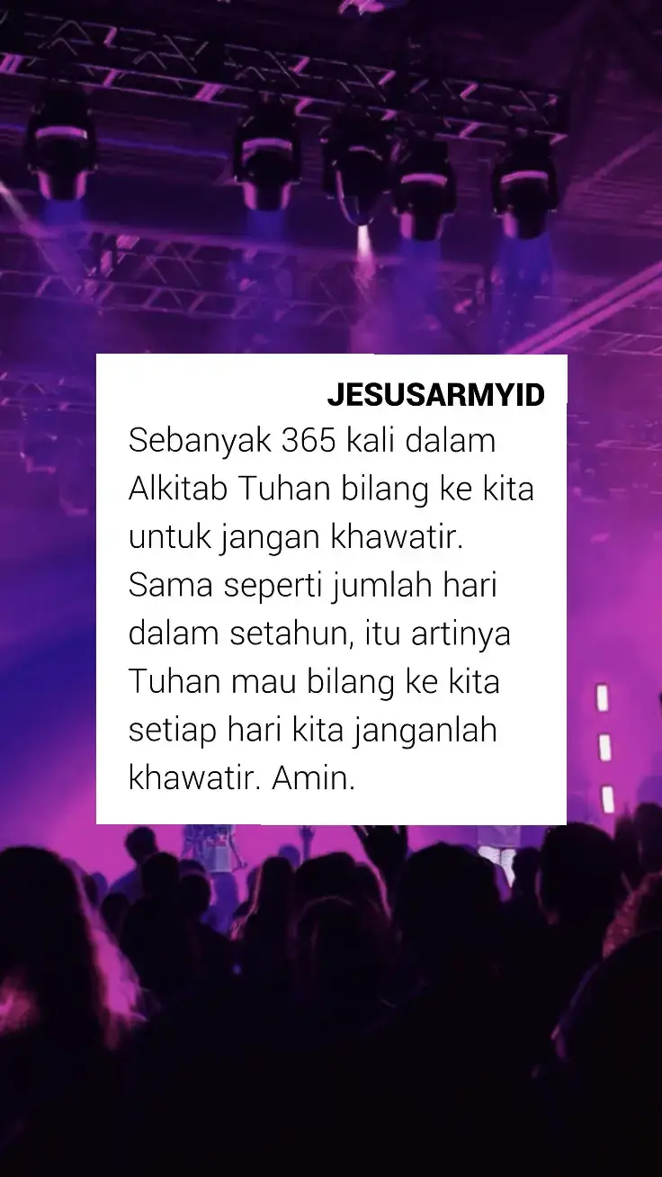 Kekhawatiran itu manusiawi. Tapi setiap hari Tuhan mengingatkan kita untuk tidak takut. Sebab kuasa Tuhan Yesus jauh lebih besar dari apa yang kamu takutkan. #motivasikristen #rohani_kristen #fyp #fypシ゚ #jesuslovesyou 