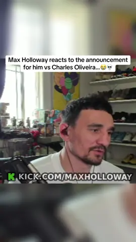 Max Holloway reacts to the fight announcement for him vs Charles Oliveira…😭💀 #maxholloway #UFC #charlesoliveira 