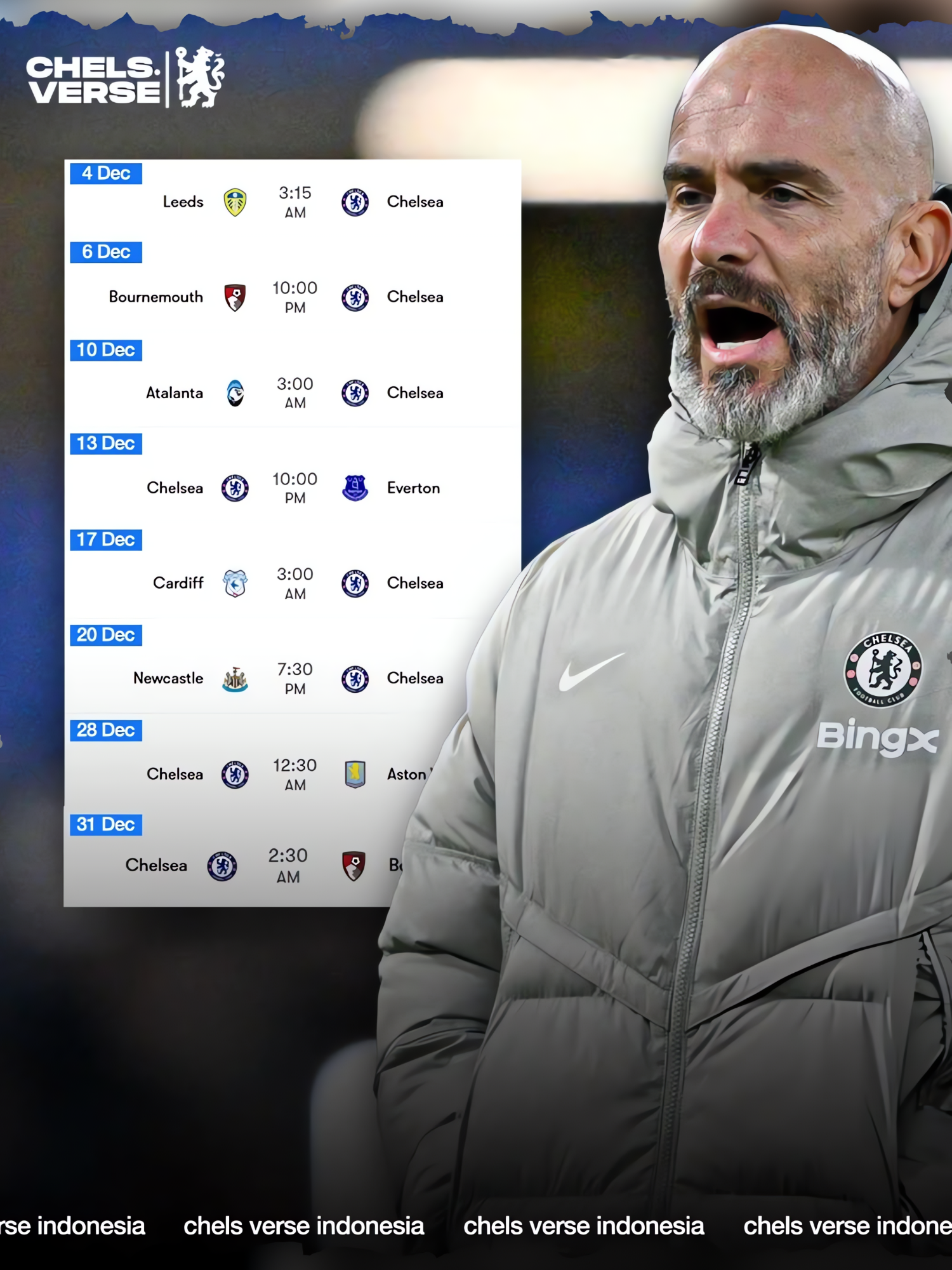 Jadwal Chelsea Bulan Desember - full padat merayap, total 8 match😵‍💫 || #fyp #chelsea #chelseafc #cfc #chelseafans #ktbffh #carabaocup #championsleague #PremierLeague #ucl #epl #footballtiktok #footballedit #masukberanda #berandatiktok #sbcaper🚯