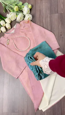 Sét áo dài lụa 4 tà cho bé gái tặng kèm bờm#aodaitet #aodaicachtan #aodai #aodaichobe #aodaitet2026 