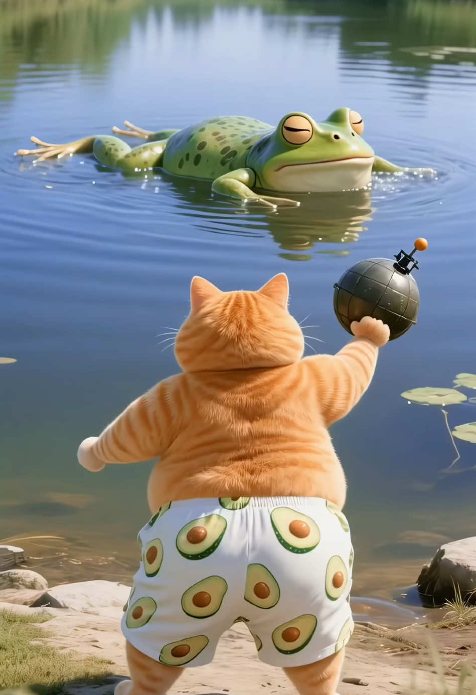 Rhino Actually Beaten by a Bullfrog!#funny #orangecat #kitten #viral #usa 