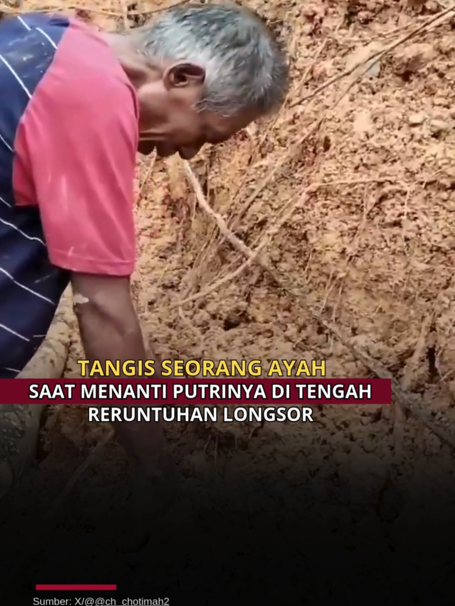 Di tengah hamparan tanah longsor yang belum sepenuhnya tenang, seorang ayah terlihat terus mencari  hari demi hari, tanpa henti. Sudah tiga hari putrii tercintanya belum ditemukan, namun ia menolak menyerah. Dengan mata sembab dan suara bergetar, ia menyusuri setiap tumpukan tanah sambil berdoa agar Tuhan memperlihatkan di mana anaknya berada. Tim penyelamat sempat memintanya untuk beristirahat, tapi ia menggeleng. Baginya, tidak ada tempat lain selain di titik terakhir putrinya berada. Di balik kelelahan yang tak terucap, ayah itu masih menggenggam harapan: semoga anaknya pulang, dalam keadaan apa pun. 💔 Doa terbaik untuk keluarga dan seluruh korban longsor Sibolga. Semoga keajaiban datang untuk mereka. -muti #sad #ayah #duka##sibolgaberduka #LongsorSibolga #PrayForSibolga #BeritaViral #KisahHaru #SumutBerduka #BreakingNews #FYPIndonesia #sibolganauli #SumateraUtara #InfoSibolga #viral #moment