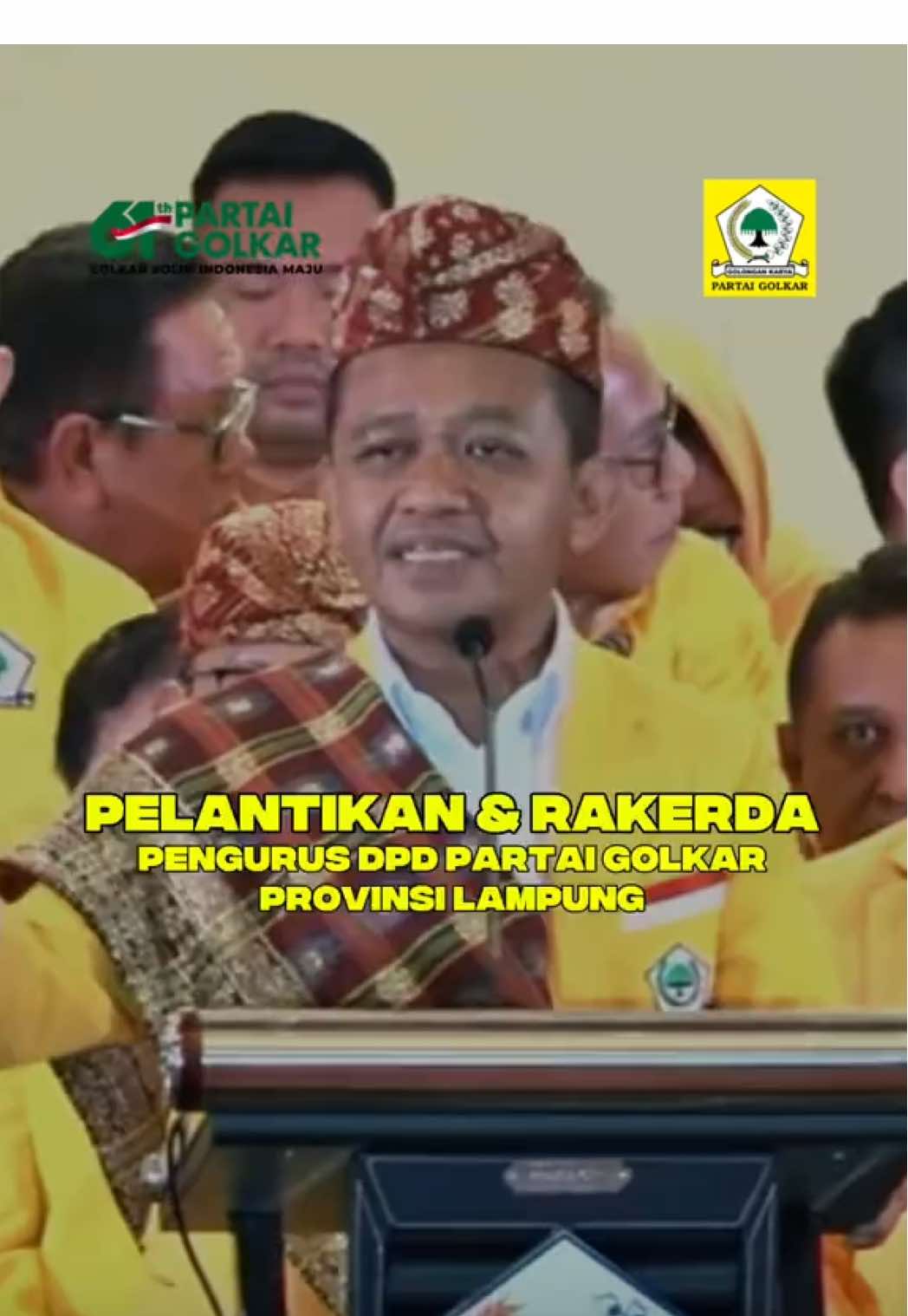 Pelantikan Pengurus DPD Partai Golkar Lampung Digelar pada 30 November 2025. Dengan komposisi baru periode 2025–2030, Golkar Lampung menapaki babak baru konsolidasi dan penataan organisasi. Harapannya, kepengurusan yang solid ini mampu bekerja fokus, menetapkan target yang realistis, dan memperkuat kontribusi partai bagi masyarakat Lampung menuju agenda politik 2029.