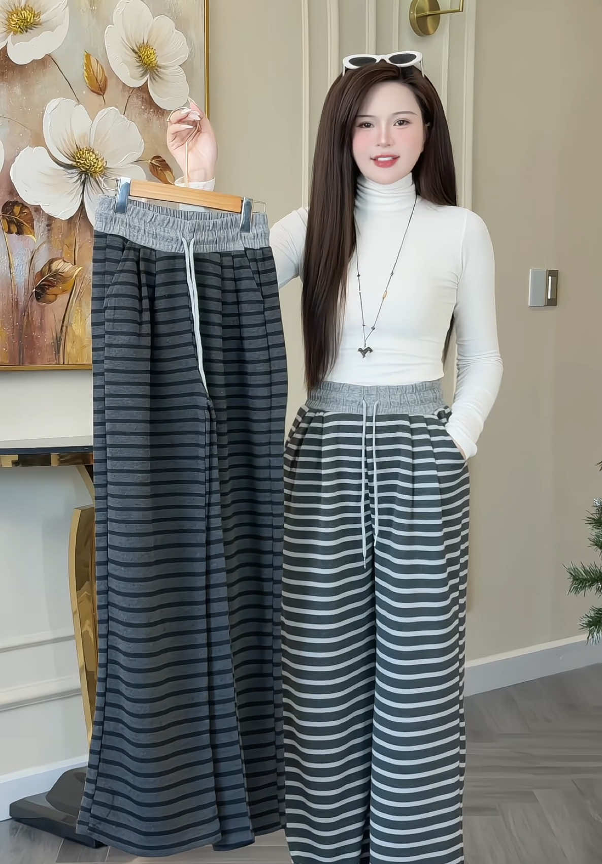 Quần len kẻ ống rộng #champhanreview #quanlen 