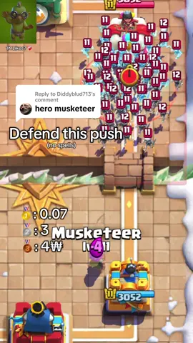 Replying to @Diddyblud713 Can Hero Musketeer defend this push? 🤔 #clashroyale #clashroyaledaily #clashroyalemoments #clashroyalememes 