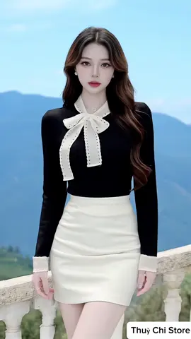 Áo dài tay cổ den thắt nơ thanh lịch. #aoxinh #thoitrangnu #xuhuong #viral #thinhhanh 