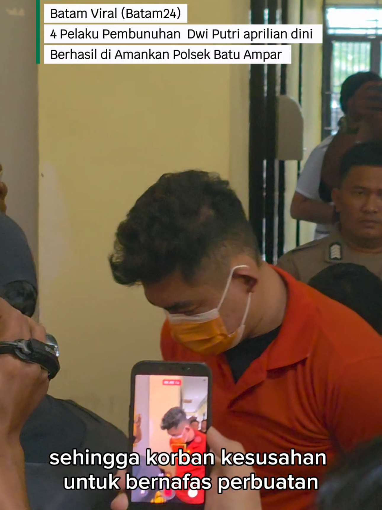 konferensi pers polisi sektor (Polsek) Batu Ampar kota Batam terkait pengungkapan kasus pembunuhan oleh 4 Tersangka Pelaku atas hilang nyawa Dwi Putri aprilian dini wanita asal Lampung yang merantau ke Batam.