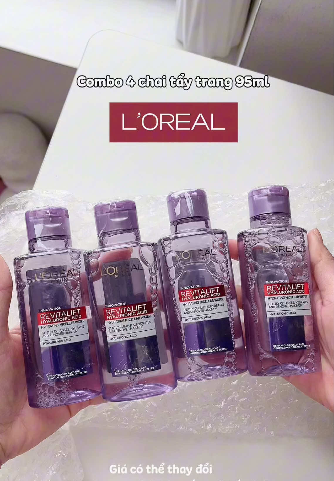 Combo 4 chai nước tẩy trang L’Oreal mini 95ml hời quá chừng luôn mà nhiều cái tiện lợi nữa 💅 #nuoctaytrang #nuoctaytrangloreal #lorealparis #combonuoctaytrangloreal #nuoctaytrangsachsau 