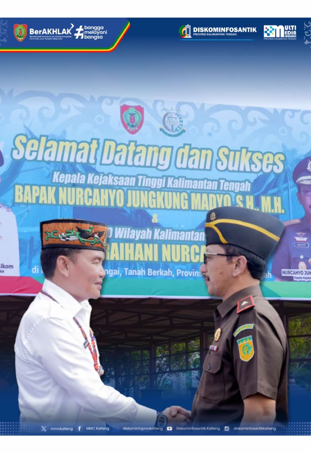 Halo sobin 👋🏻  Gubernur Kalimantan Tengah, H. Agustiar Sabran, S.I.Kom, menyambut kedatangan Kepala Kejaksaan Tinggi Kalimantan Tengah yang baru, Bapak Nurcahyo Jungkung Madyo, S.H., M.H., beserta Ketua IAD Wilayah Kalimantan Tengah, Ibu Raihani Nurchayo, di Bandara Tjilik Riwut Palangka Raya hari ini. Kehadiran Kepala Kejaksaan Tinggi yang baru diharapkan dapat memperkuat sinergi antara pemerintah daerah dan aparat penegak hukum, terutama dalam meningkatkan efektivitas penanganan perkara, menjaga stabilitas daerah, serta menghadirkan pelayanan hukum yang semakin cepat, transparan, dan responsif bagi masyarakat Kalimantan Tengah serta berkolaborasi membawa kemajuan bagi pembangunan dan tata kelola pemerintahan di Bumi Tambun Bungai Follow @Diskominfosantikkalteng untuk update resmi seputar Pemprov Kalteng 📌 #DiskominfosantikKalteng #PemprovKalteng #KalimantanTengah #KaltengMaju  #KaltengBerkah    
