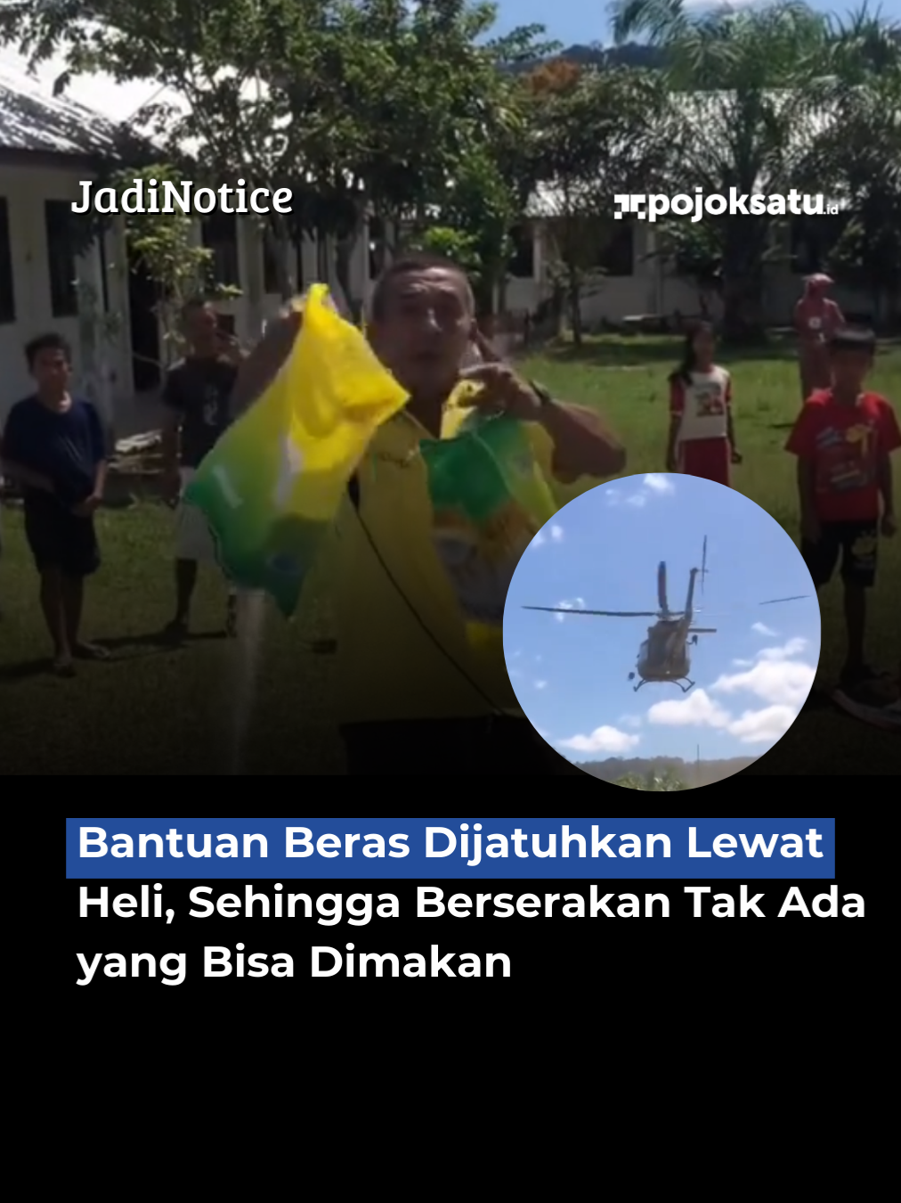 Bantuan beras yang dikirim menggunakan helikopter kembali dijatuhkan untuk warga terdampak banjir dan tanah longsor di wilayah Taput–Sibolga. Namun setibanya di darat, paket-paket bantuan tersebut langsung habis saat dijatuhkan ke tanah. Banyak masyarakat yang mengaku kecewa karena distribusi berlangsung begitu cepat dan tidak merata, sehingga sebagian korban tidak sempat menerima jatah bantuan yang sangat mereka butuhkan.