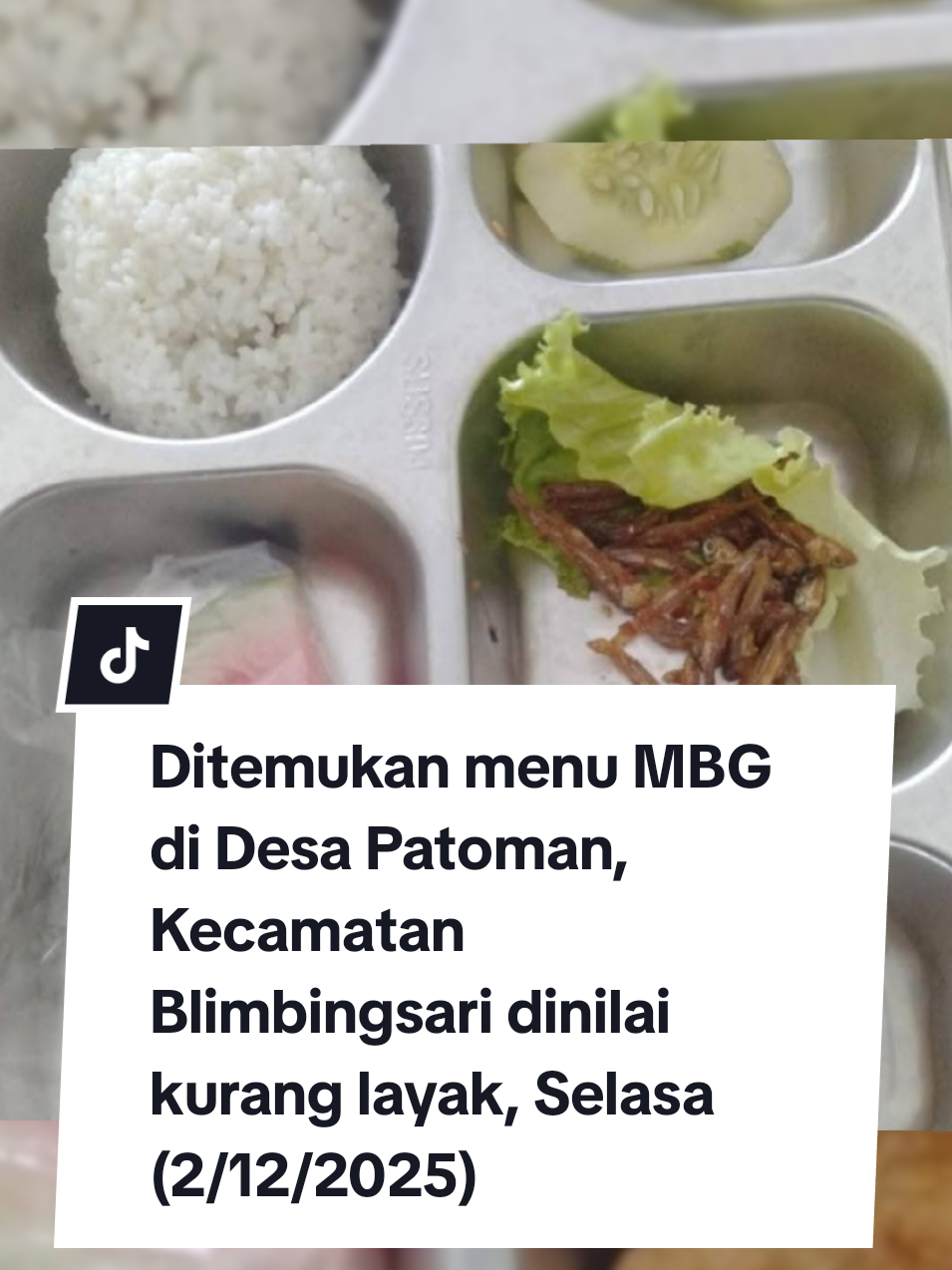 Bagaimana menu MBG ini, diduga untuk anak TK di Desa Patoman, Kecamatan Blimbingsari, Selasa (2/12/2025)     #mgb #banyuwangi #infobanyuwangi #patoman #blimbingsari 