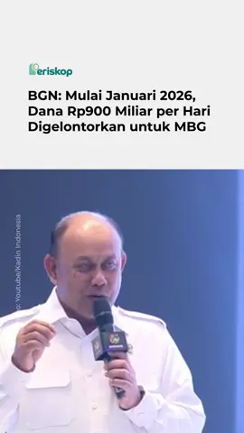 Program Makanan Bergizi Gratis (MBG) dipastikan mulai berjalan penuh awal 2026. Kepala BGN Dadan Hindayana menyebut dana Rp900 miliar per hari akan mulai digelontorkan Januari 2026 seiring terbentuknya 24.000 SPPG pada akhir Desember. 