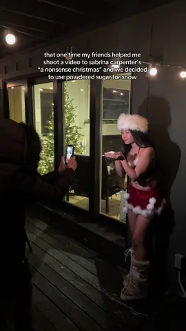 the dedication everyone contributed to this, I’ll never forget 😂 we rented a cabin for my friend’s birthday in December. Sabrina carpenter had just come out with “a nonsense Christmas” and we played it on repeat driving up the snowy mountains. What a time. #friendgroup #friendships #anonsensechristmas #sabrinacarpenterchristmas #funnyfriends 