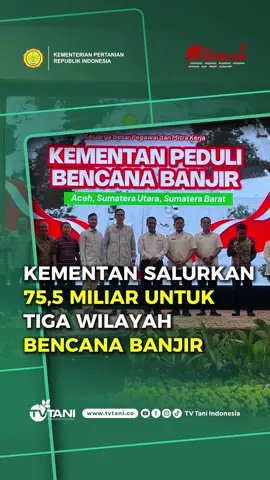 [02/12/25] Kementerian Pertanian gelar Penggalangan Donasi Bantuan Bencana Alam untuk tiga wilayah terdampak banjir yakni Aceh, Sumatera Utara, dan Sumatera Barat. Penggalangan dana tersebut terbagi menjadi dua, yaitu bantuan sosial berupa uang dan bahan pangan pokok serta obat-obatan senilai 75.5 miliar juga dana berjalan per waktu 10.28 WIB telah mencapai 10.6 miliar.  #kementerianpertanian #aceh #sumaterabarat #sumaterautara #bantuansosial 